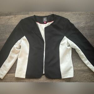 Vince Camuto Black White Colorblock Women’s tailored open jacket Blazer 12‎